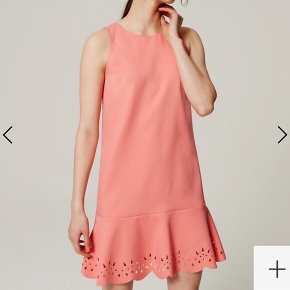 NWT Loft Summer Dress Salmon Pink Laser Cut-Out